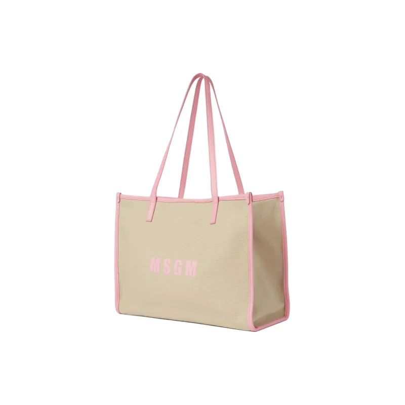 MSGM Cotton Handbag Shoulder Bag Women's Beige & Pink-1