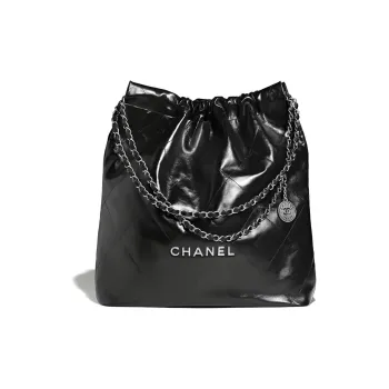 CHANEL 22Bag Cow Leather Tote Bag, Shopping Bag, Handbag, Shoulder Bag Unisex Black Silver Letter