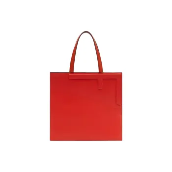 FENDI Calfskin Tote Bag Shopping Bag Handbag Medium Size Women's Brown & Light Blue & Red