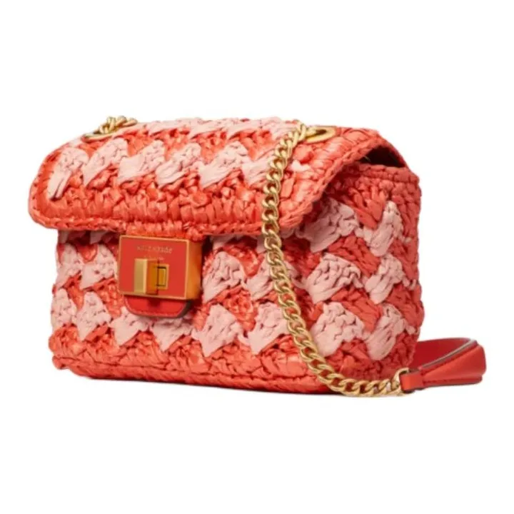 Kate Spade Evelyn Hookwoven Raffia Shoulder Bag Crossbody Bag Small Size Women's Red-1