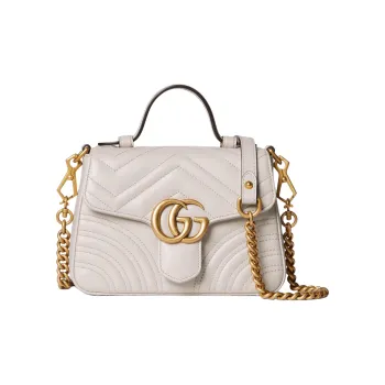 GUCCI GG Marmont Leather Messenger Bag Shoulder Bag Crossbody Bag Handbag Mini Women's Light Beige