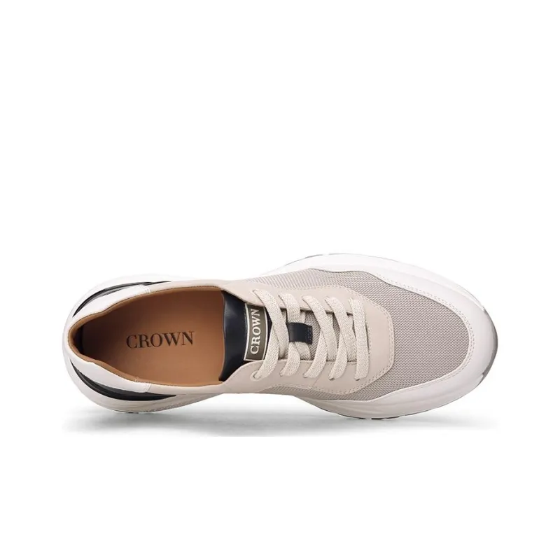CROWN Low Top Casual Shoes Men's White One Yard Larger-2