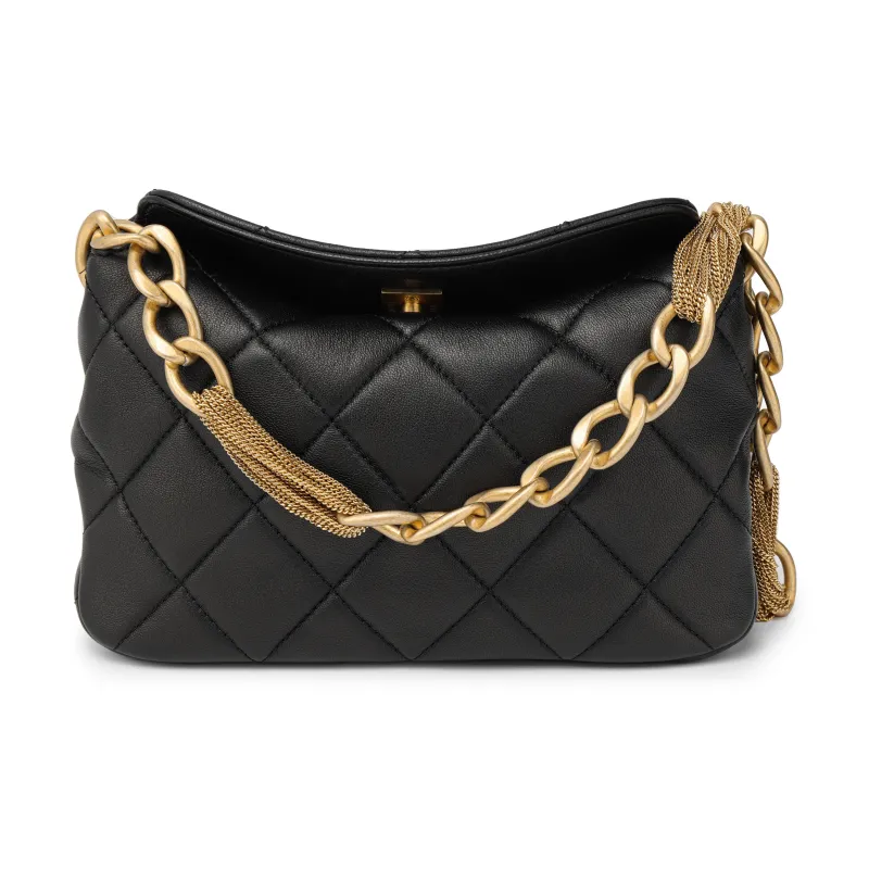 CHANEL Sheepskin Hobo Bag Handbag Shoulder Bag Women's Black-2