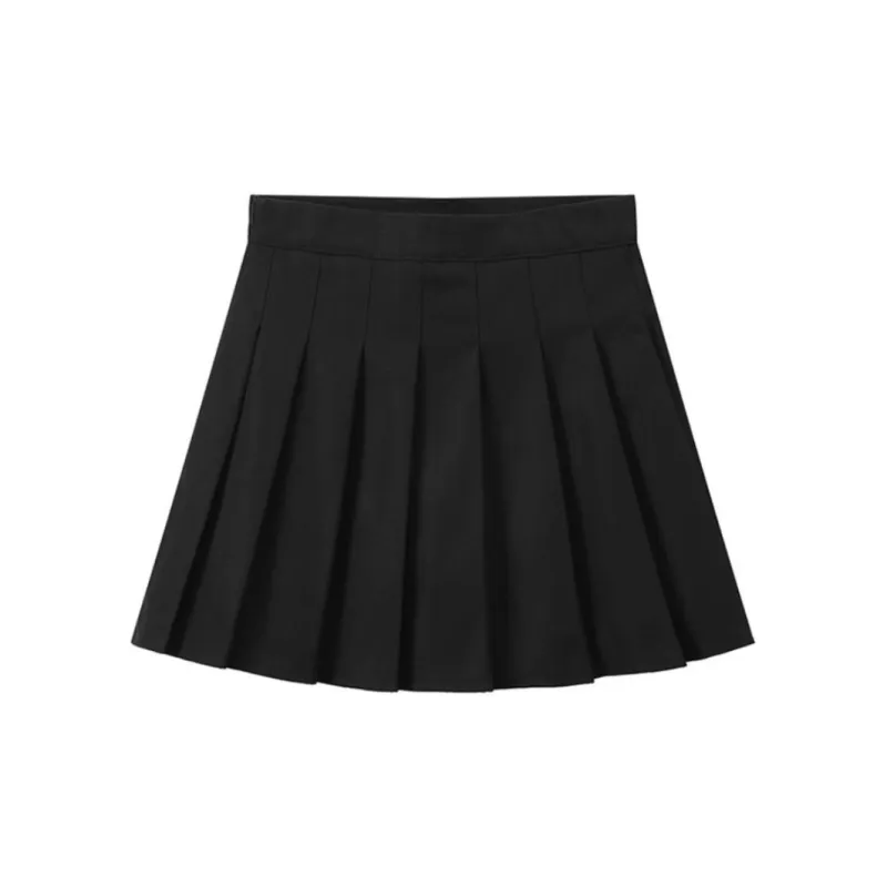 JEANSWEST High Rise Solid Color Pleated Skirt Fairy Dress Fashion JK Elegance Skirt Summer Women's Gray-8