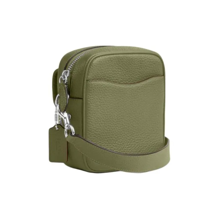 COACH Beck Litchi Grain Leather Shoulder Bag, Crossbody Bag Mini Men's Moss Green-1