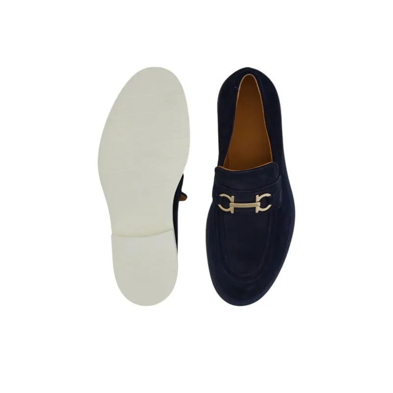FERRAGAMO Gancini-plaque Suede Loafers-4