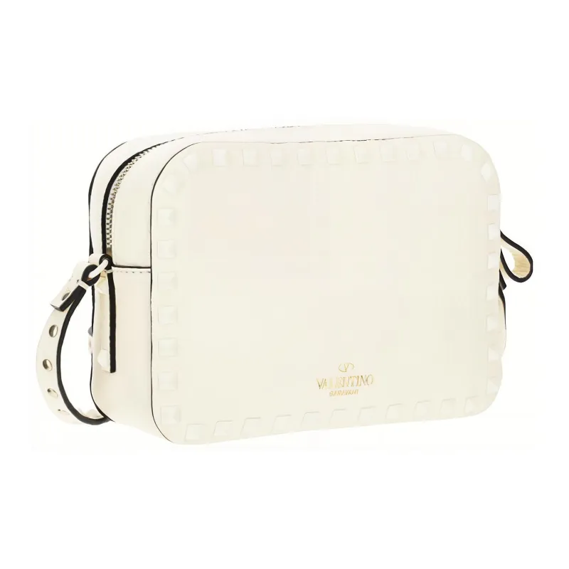 Valentino Rockstud Calfskin Shoulder Bag Crossbody Bag Women's White-0