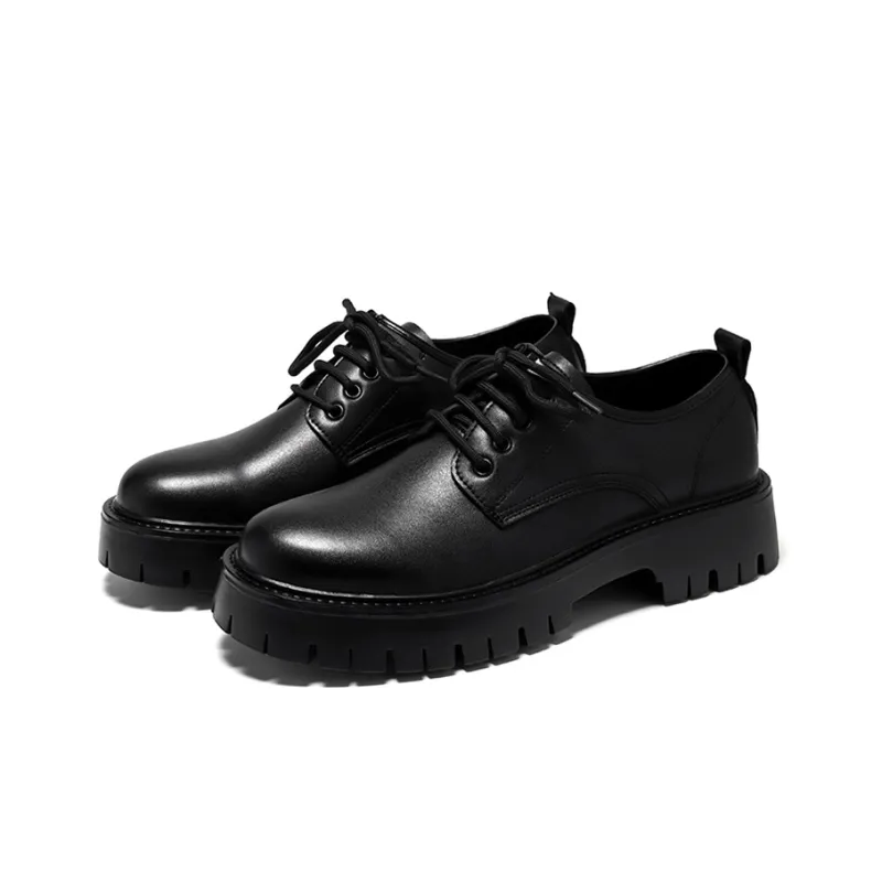 GZZ Dress Shoes Men Low Top Black-2