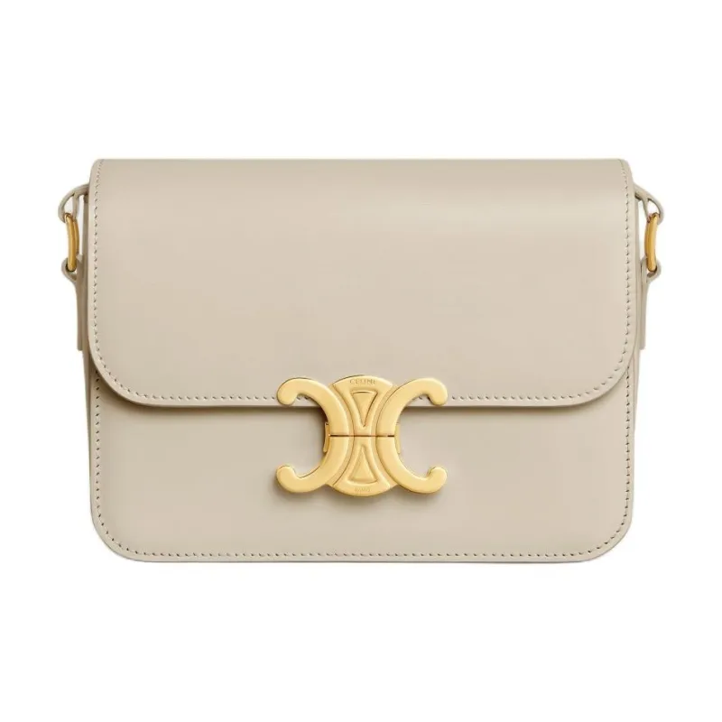 CELINE Triomphe Cow Leather Portable Crossbody Bag Shoulder Bag Women's Asama Gray-0