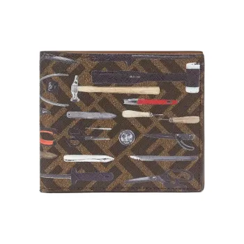 FENDI FF Canvas Wallet Men's Brown