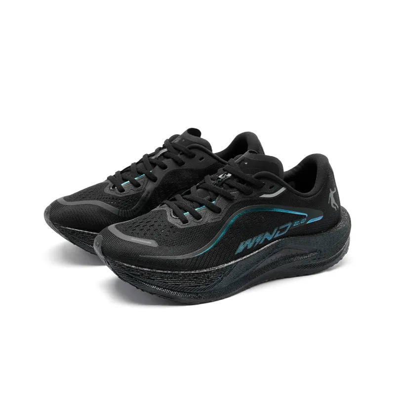 QIAODAN Strong Winds 2.0 Cushioning Anti Slip And Wear Resistant Low Top Running Shoes Women's Black Ink Gray-2