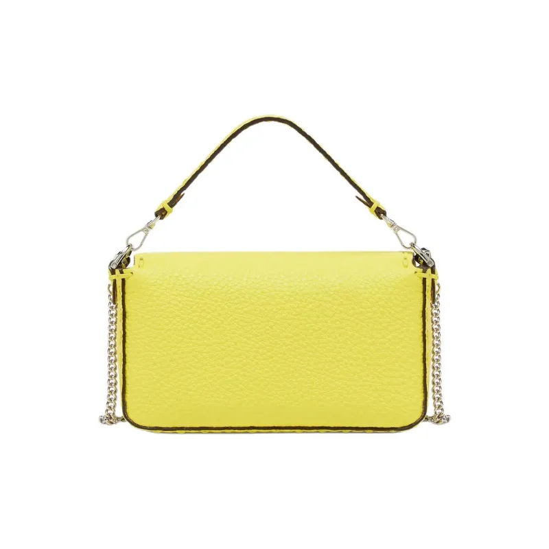 FENDI Baguette Cow Leather Portable Crossbody Bag Shoulder Bag Mini Women's Yellow-2