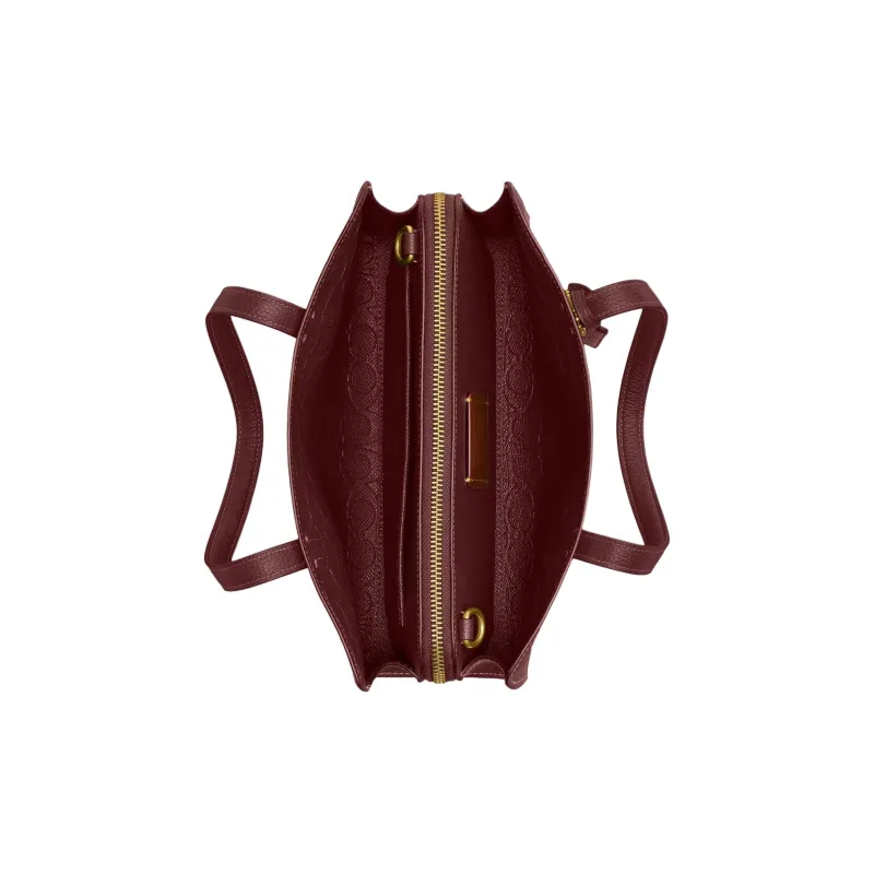 COACH Carter Grain Leather One Shoulder Handbag Large Size Women's Burgundy-1