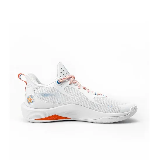 LiNing Shining CBA Fujian Team PE Cushioning Anti Slip And Wear Resistant Low Top Basketball Shoes Men's White Orange-1