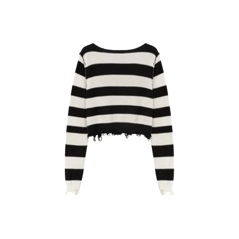 CHUU Knitwear Women's Black White Stripes-1