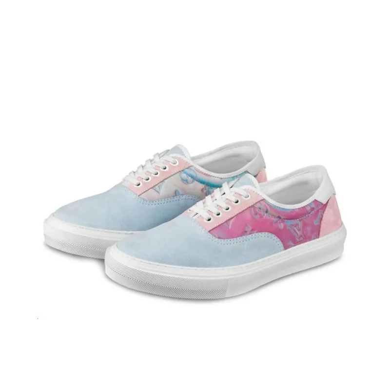 LOUIS VUITTON Trocadero Low Top Stylish Skateboarding Shoes Men's Blue Pink-1