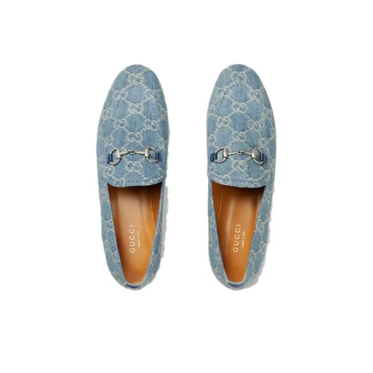 GUCCI Jordaan Loafers Women's Blue-3