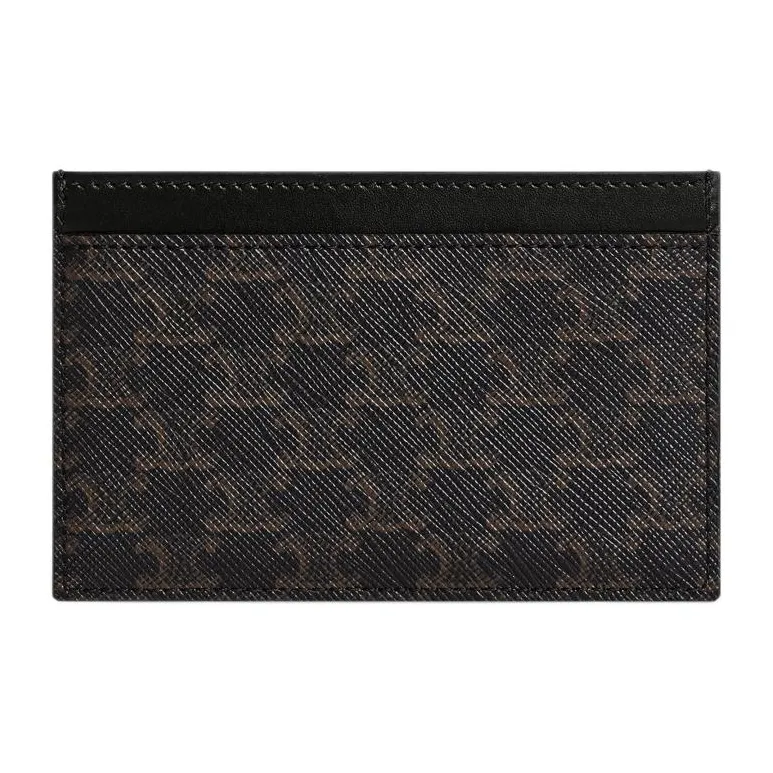 CELINE Triomphe Cow Leather Binding Card Holder Men's Black-3
