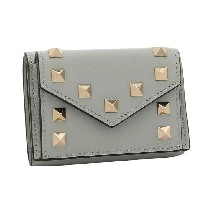 Valentino Rockstud Leather Wallet Mini Women's Aqua Green-1