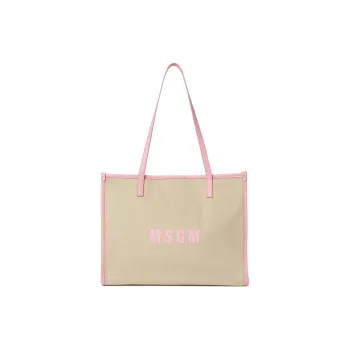 MSGM Cotton Handbag Shoulder Bag Women's Beige & Pink