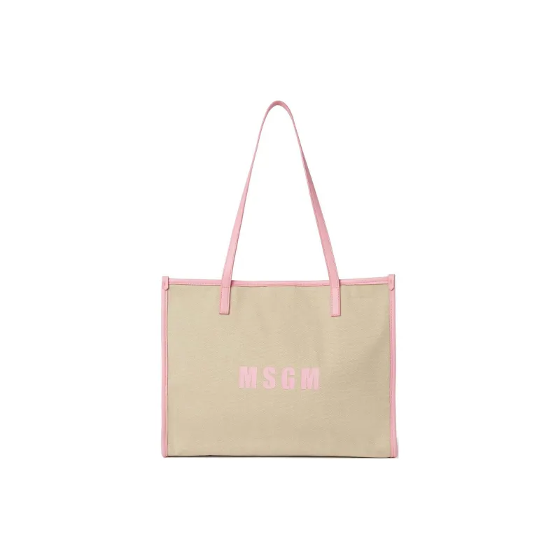 MSGM Cotton Handbag Shoulder Bag Women's Beige & Pink-0