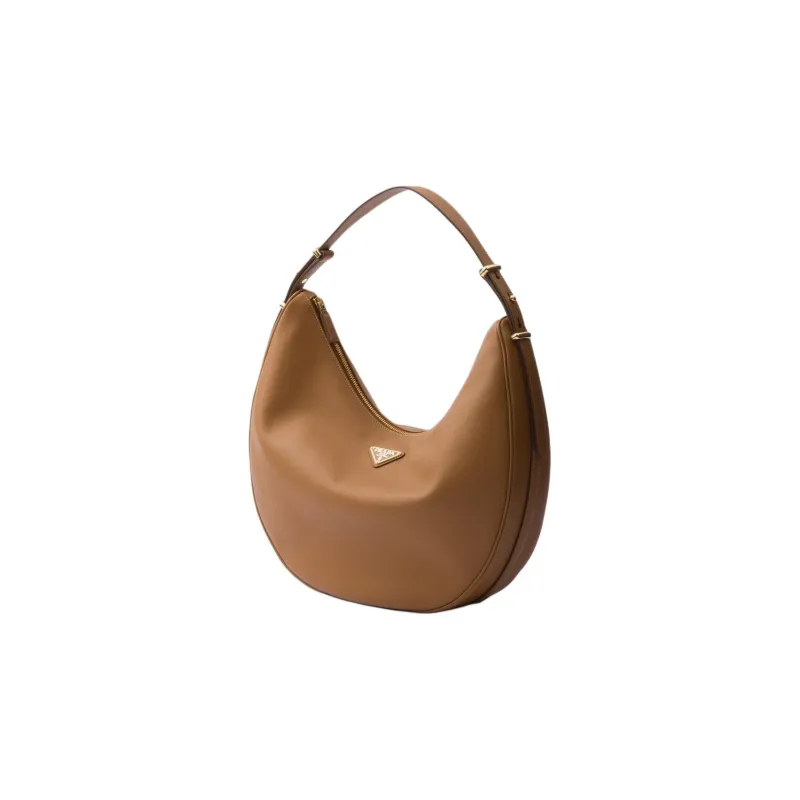 PRADA Leather Hobo Bag Handbag Shoulder Bag Women's Caramel-1