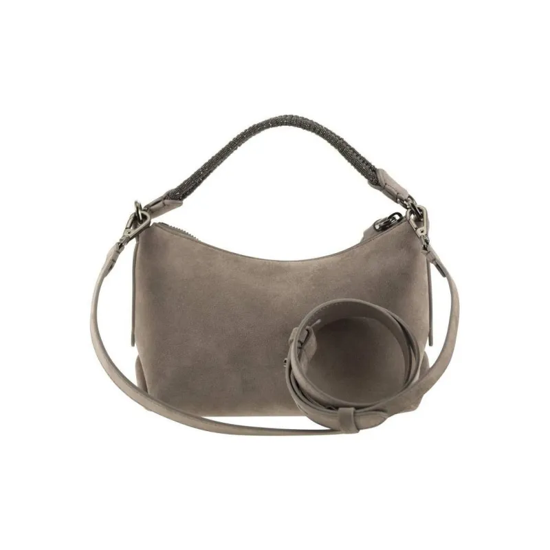 Brunello Cucinelli Monili-handle Suede Shoulder Bag-1