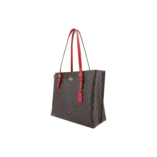 COACH Mollie PVC Tote Bag Shopping Bag Shoulder Bags Large Size Women's Dark Brown-1