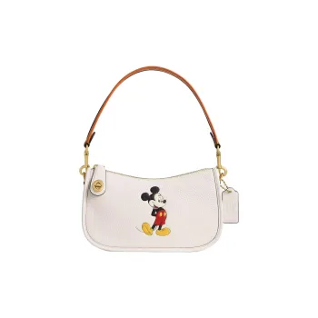 COACH Disney Collaboration Swinger Recycled Leather Handbag, Shoulder Bag, Crossbody Bag Trumpets Women's White