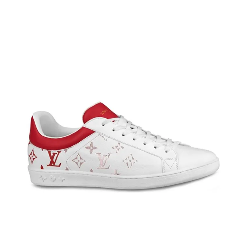 LOUIS VUITTON Luxembourg Monogram Low Top Stylish Skateboarding Shoes Men's White Red-1