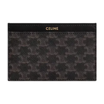 CELINE Triomphe Cow Leather Binding Card Holder Men's Black