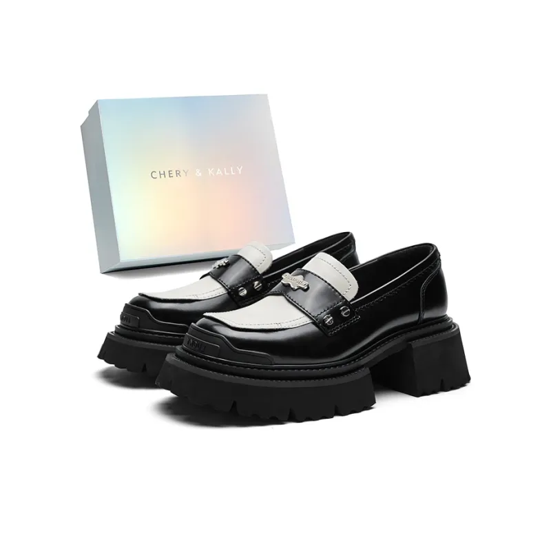 CHERYKALLY Loafers 6cm Women's Black White-5