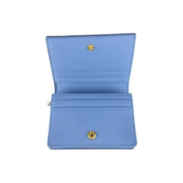 MCM Leather Wallet Mini Women's Blue-3