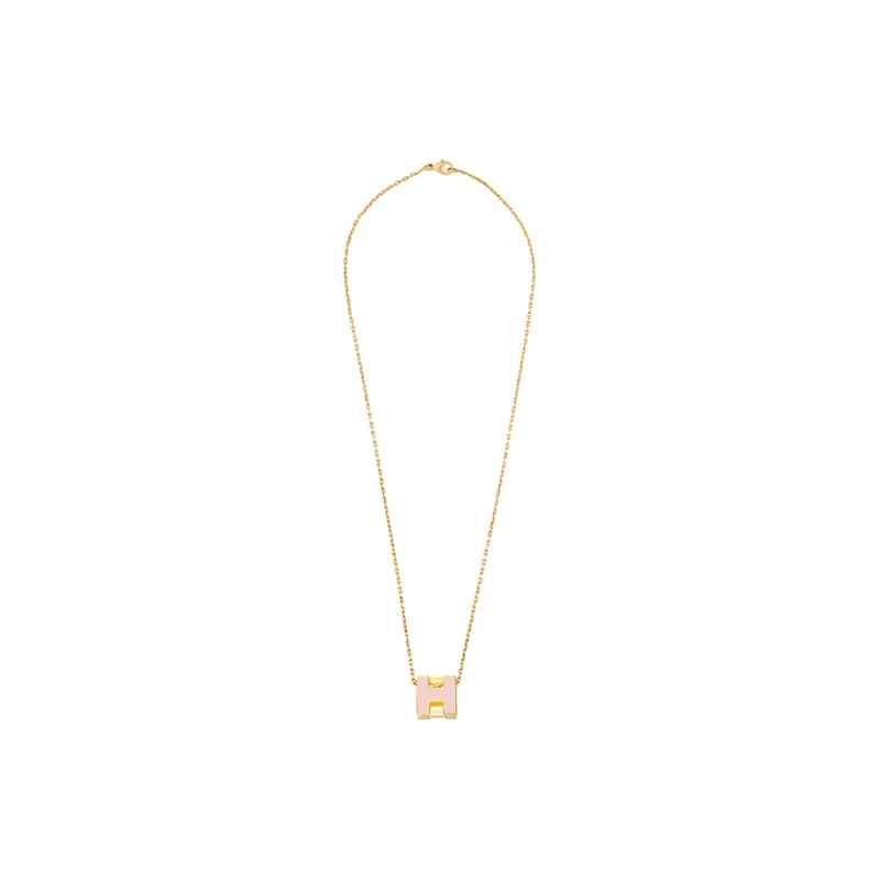 HERMES Cage D'H Gold Plated Necklaces Women's Pink Gold-2