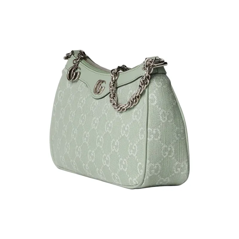 GUCCI Ophidia Denim Fabric With Leather Binding Crossbody One Shoulder Handbag Trumpets Women's Light Green-1