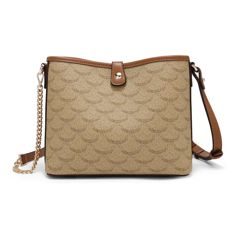 MEXICAN Polyurethane Shoulder Bag Regular Women's Mocha Coffee/Khaki Apricot/Elegant White-9