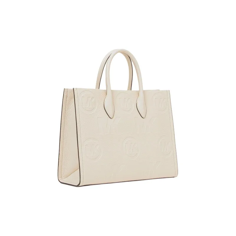 MICHAEL KORS Mirella Litchi Grain Leather Tote Bag Shopping Bag Handbag Shoulder Bag Medium Size Women's White-2