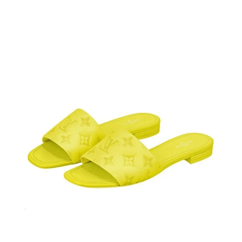 LOUIS VUITTON Revival Abrasion-Resistant Slide Slippers Women's Yellow-2