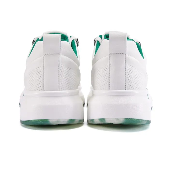 Pnj Cushioning Wear Resistant Low Top Skateboard Shoes Men's White Green-3