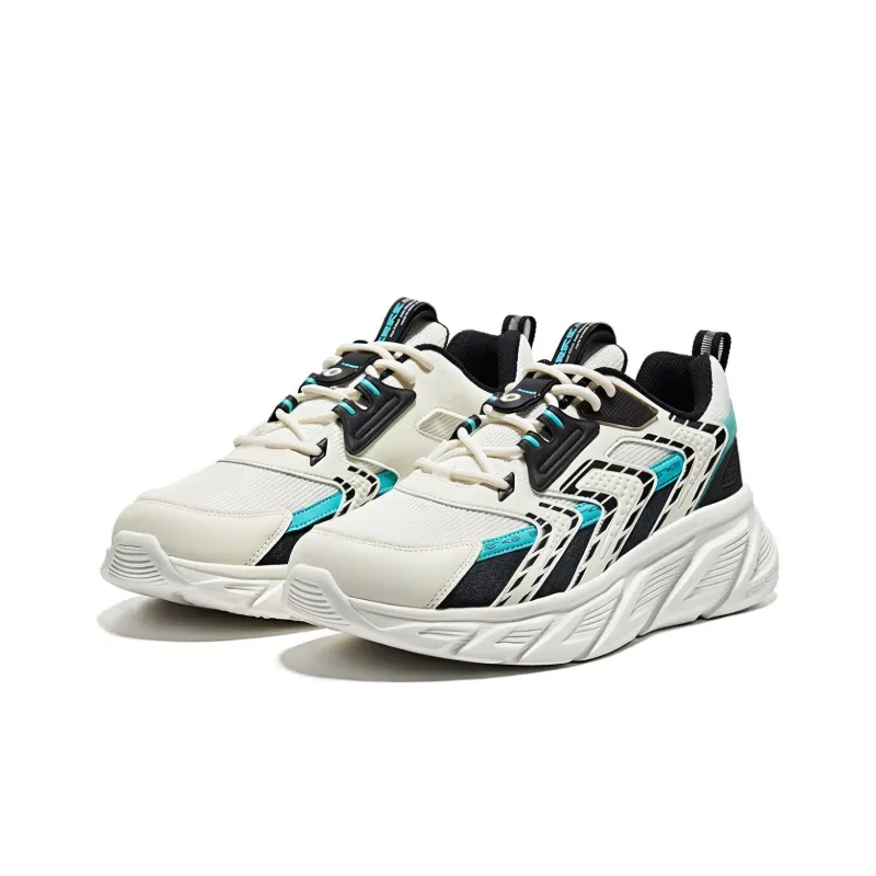 Erke Crimson Shadow Cushioning, Slip Resistant, And Abrasion Resistant Low Top Running Shoes Men's White Black Blue-1