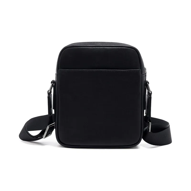 Old Man's Head Top Grain Cow Leather Small Square Bag Shoulder Bag Crossbody Bag Regular Men's Black-2