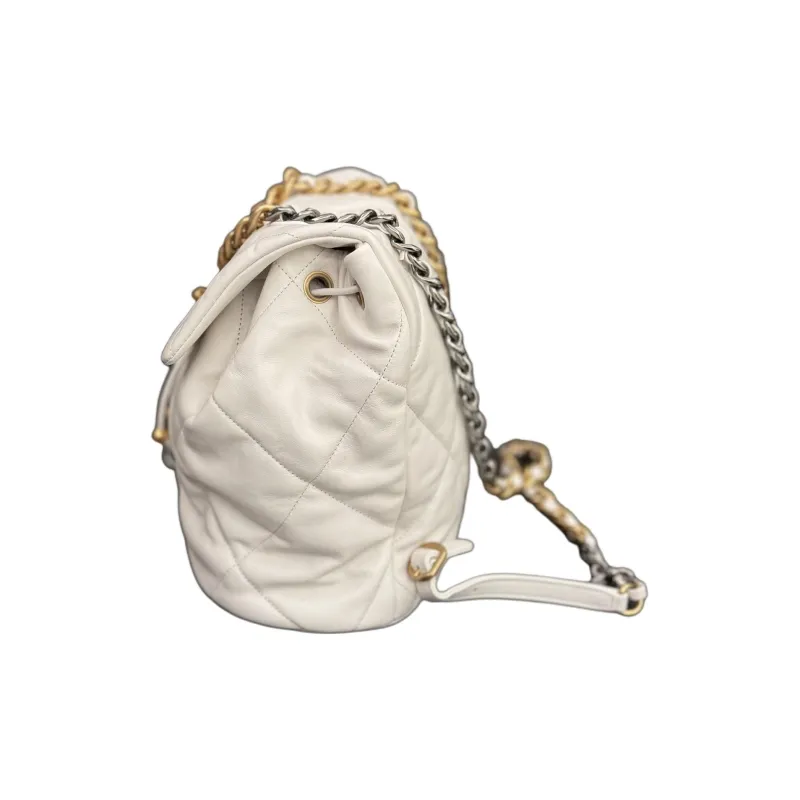 CHANEL 19Bag Sheepskin Backpack Mini Women's White-1