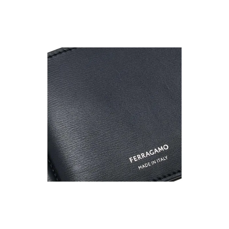 FERRAGAMO Palm Calfskin Wallet Men's Black-5