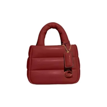 COACH Pillow Nappa Leather Tote Bag, Shopping Bag, Shoulder Bag, Crossbody Bag, Handbag Small Size Women's Red