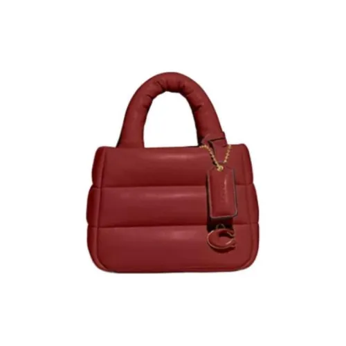 COACH Pillow Nappa Leather Tote Bag, Shopping Bag, Shoulder Bag, Crossbody Bag, Handbag Small Size Women's Red