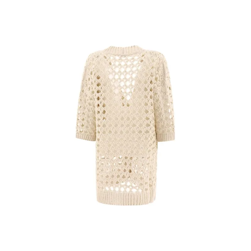 Brunello Cucinelli Open knit Half sleeve Cardi coat-1