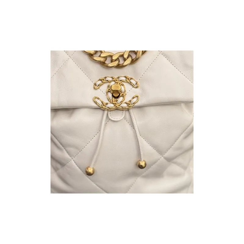 CHANEL 19Bag Sheepskin Backpack Mini Women's White-4