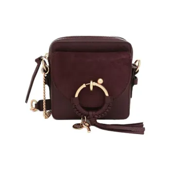 See By Chloe JOAN Series Grain Cow Leather With Faux Suede Cow Leather Crossbody Bag, Shoulder Bag Women's Fuchsia
