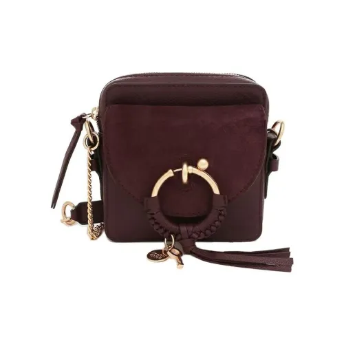 See By Chloe JOAN Series Grain Cow Leather With Faux Suede Cow Leather Crossbody Bag, Shoulder Bag Women's Fuchsia