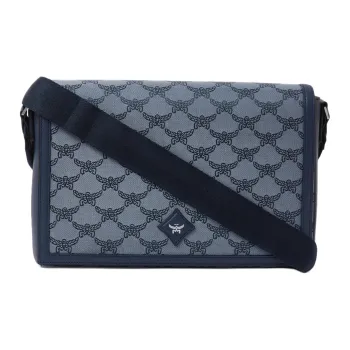 MCM Floral Pattern With Leather Trim Shoulder Bag Crossbody Bag Small Size Men's Blue